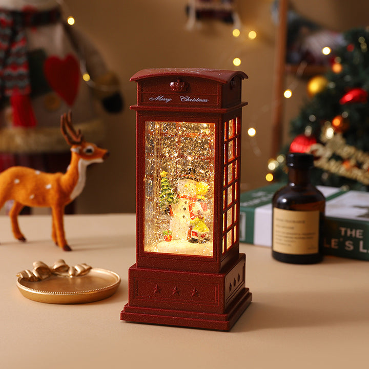 Illuminated Christmas lantern with snow and Christmas motif Stornfield