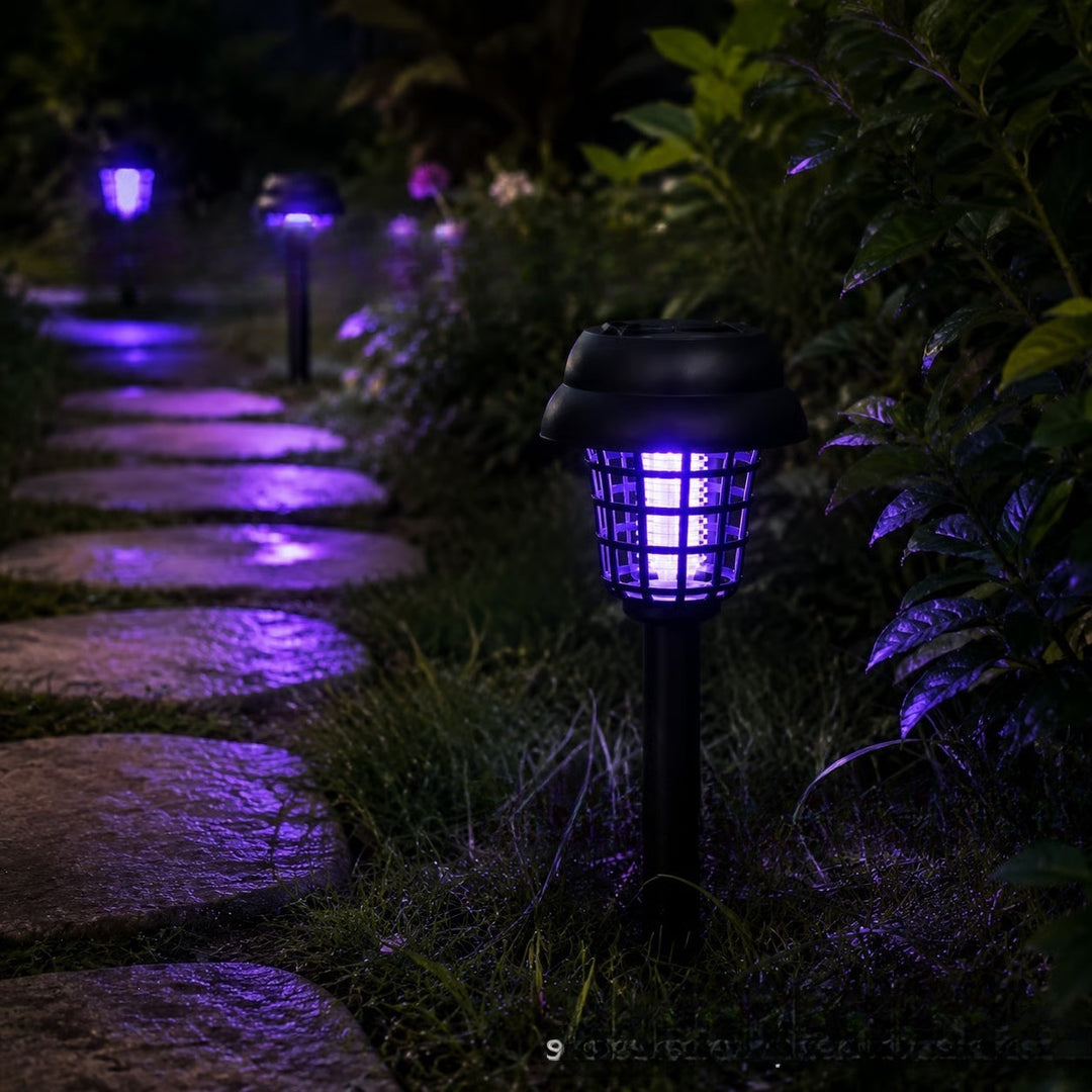 Solar Powered UV Insect Zapper Garden Stake With Integrated Solar Panel And Dusk To Dawn Sensor Stornfield