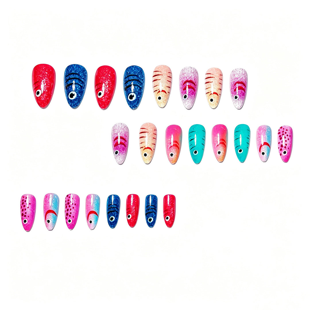 Creative artificial nails with cheerful fish design Stornfield