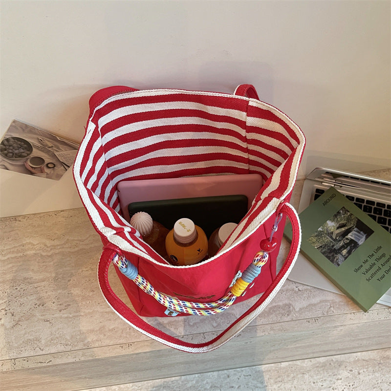 Embroidered Canvas Shopping Tote