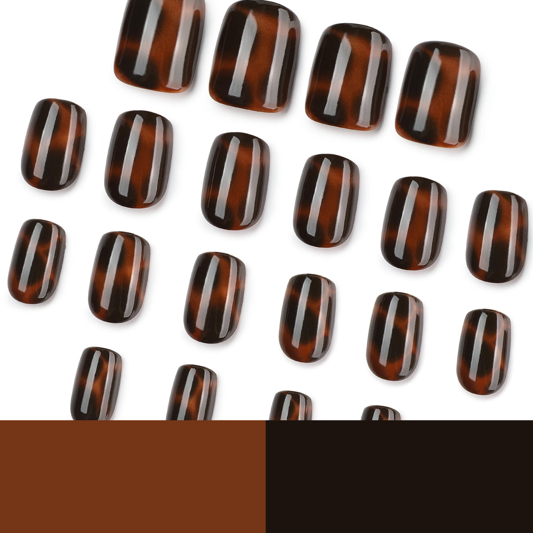 Artificial nail extensions with elegant tortoiseshell decor Stornfield