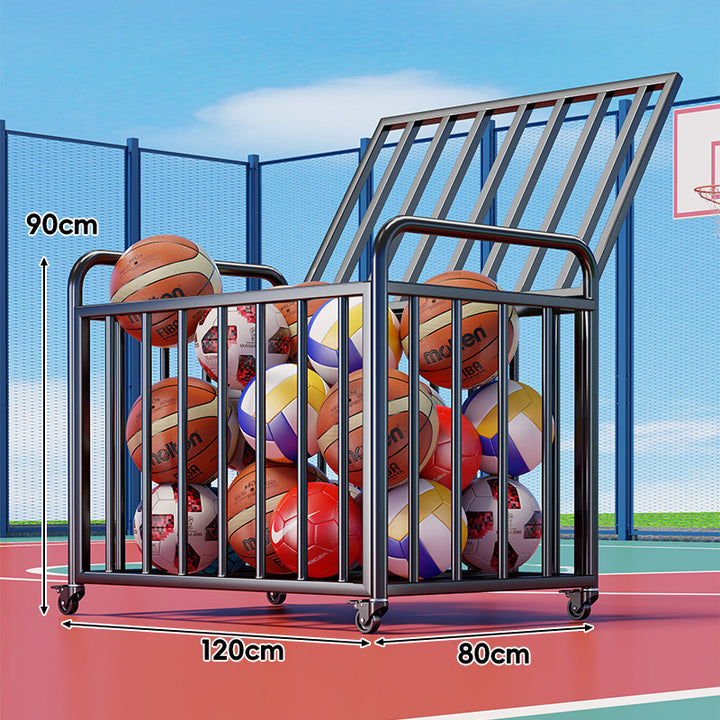 Heavy-Duty Wheeled Sports Ball Storage Cart with Tilted Return Rack