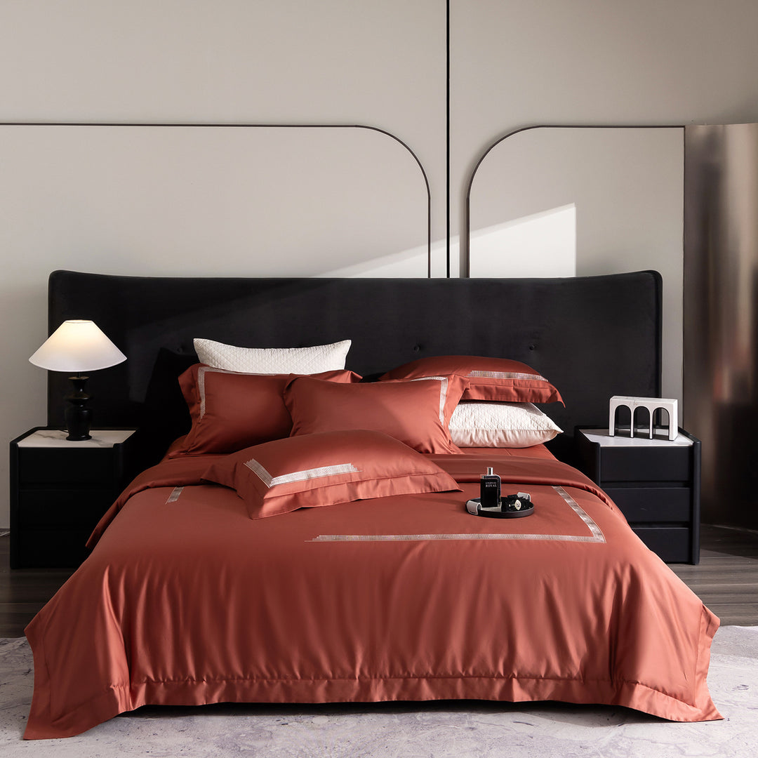 Luxury Egyptian Cotton Sateen Bedding Set with Embroidered Border