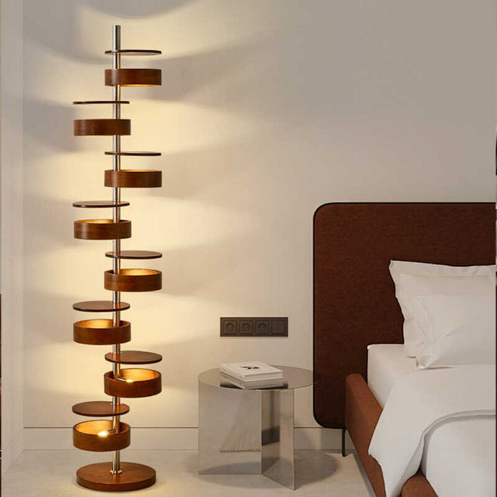 Spiral Floor Lamp with Multiple Light Discs