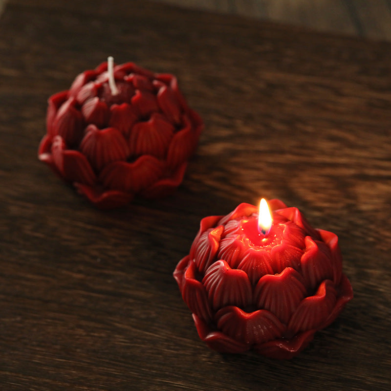 Handcrafted Sculptural Petal Lotus Tabletop Candle