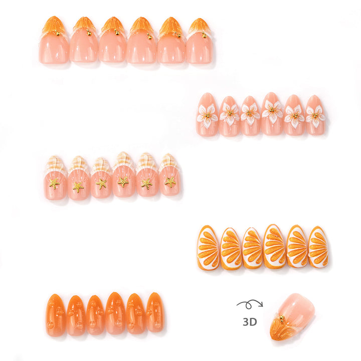 Artistic Shell-Inspired Press-On Nail Set