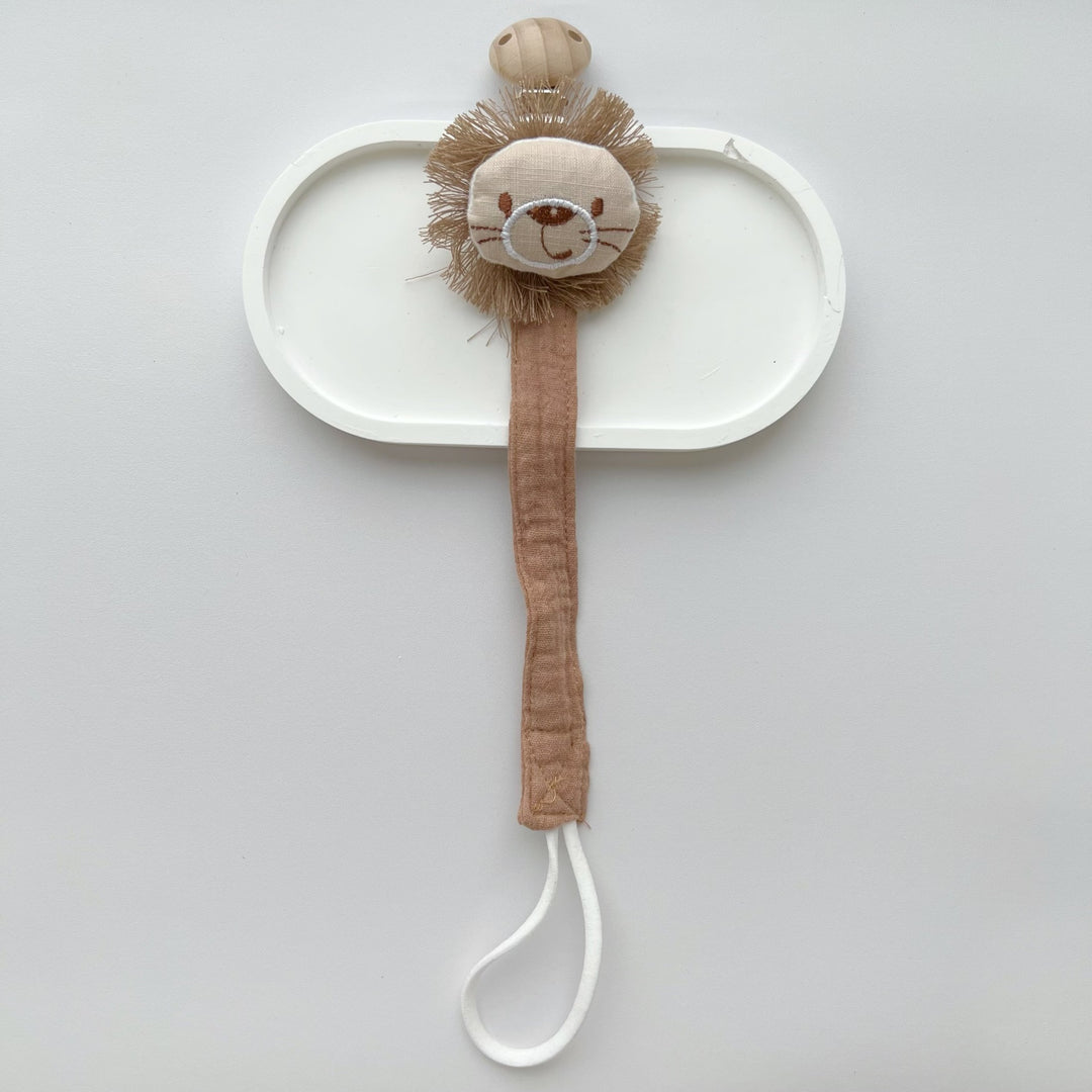 Baby Pacifier Clip with Plush Elephant Head Wooden Safety Clip