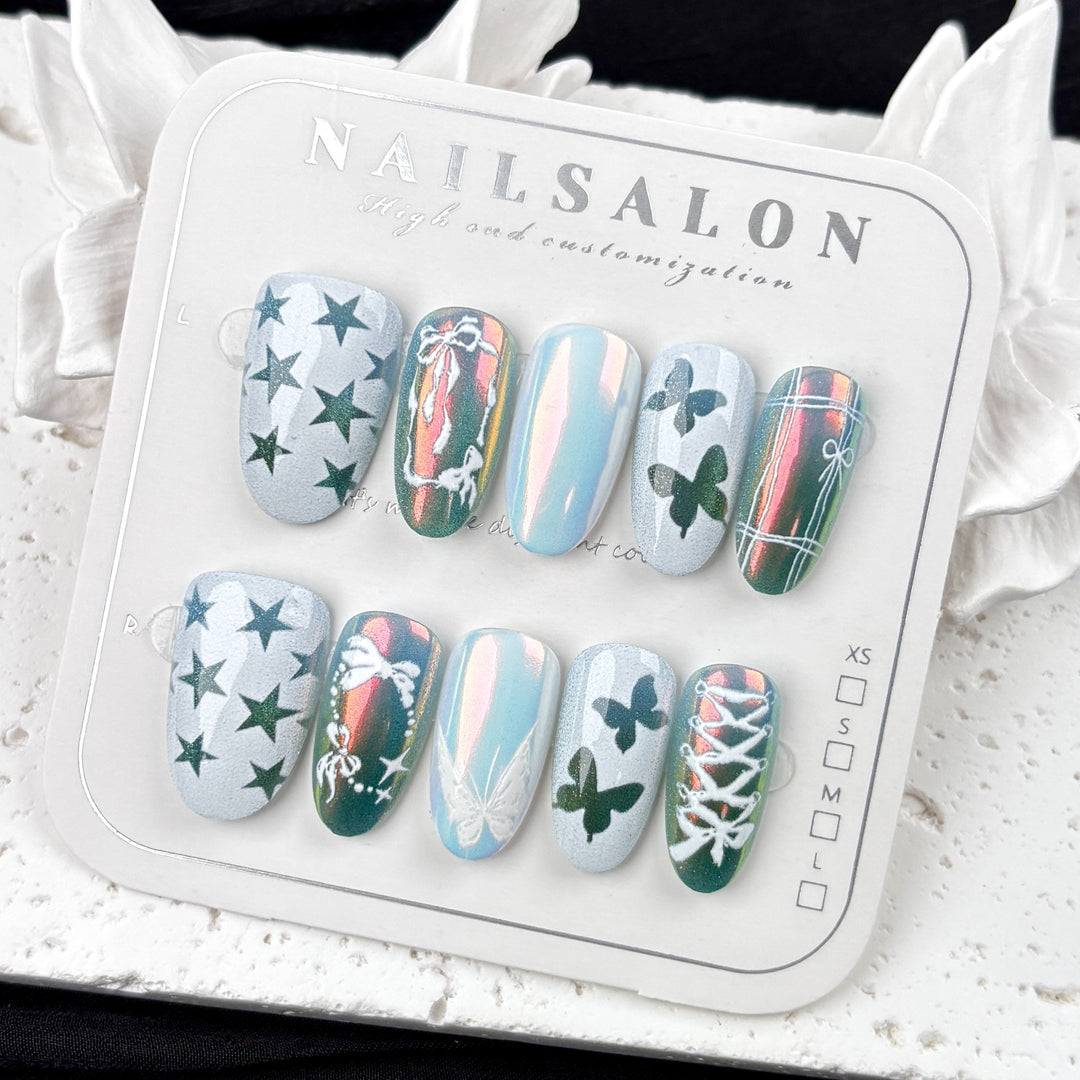 Customizable Butterfly-Themed Press-On Nail Set