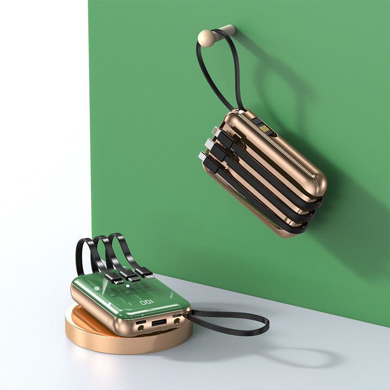 Portable power bank with integrated charging cables and digital charging display Stornfield