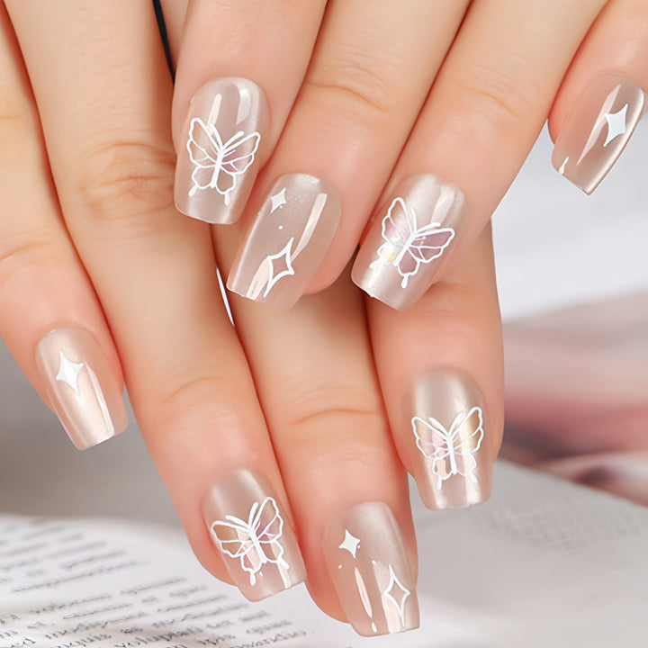 Artificial nails with floral and glittering design Stornfield