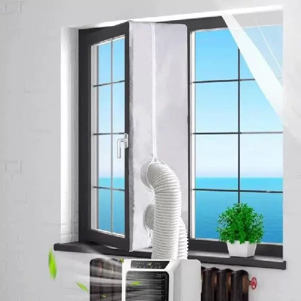 Unisex One Size Adjustable Window Ventilation Adapter Kit for Portable Air Conditioners with Zipper Fabric Panel and Hook and Loop Tape Stornfield