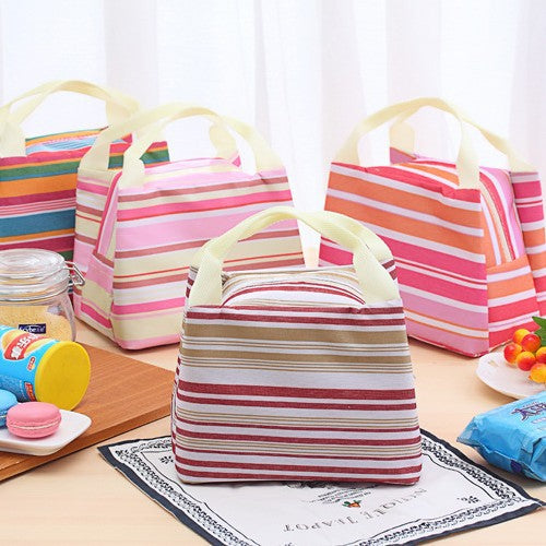 Insulated Lunch Tote with Stylish Stripes