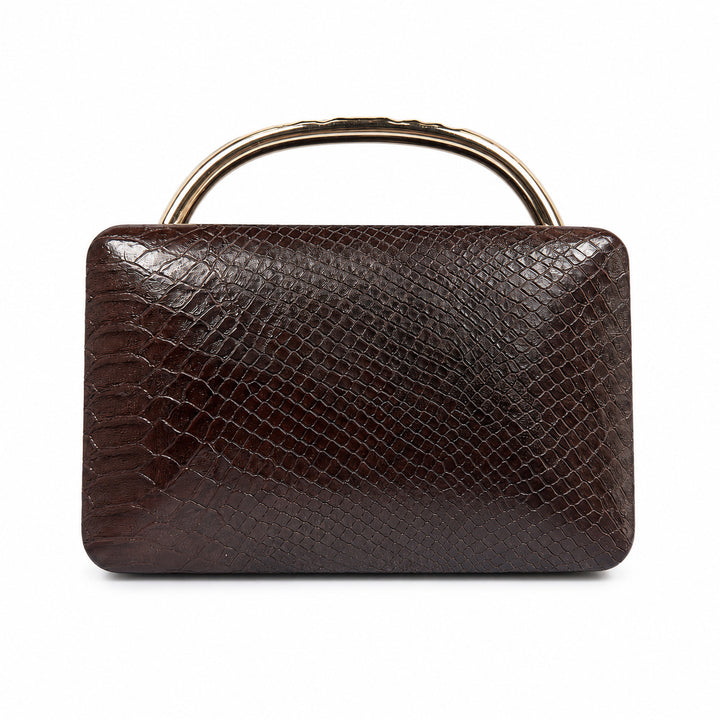 Structured Python-Embossed Handbag