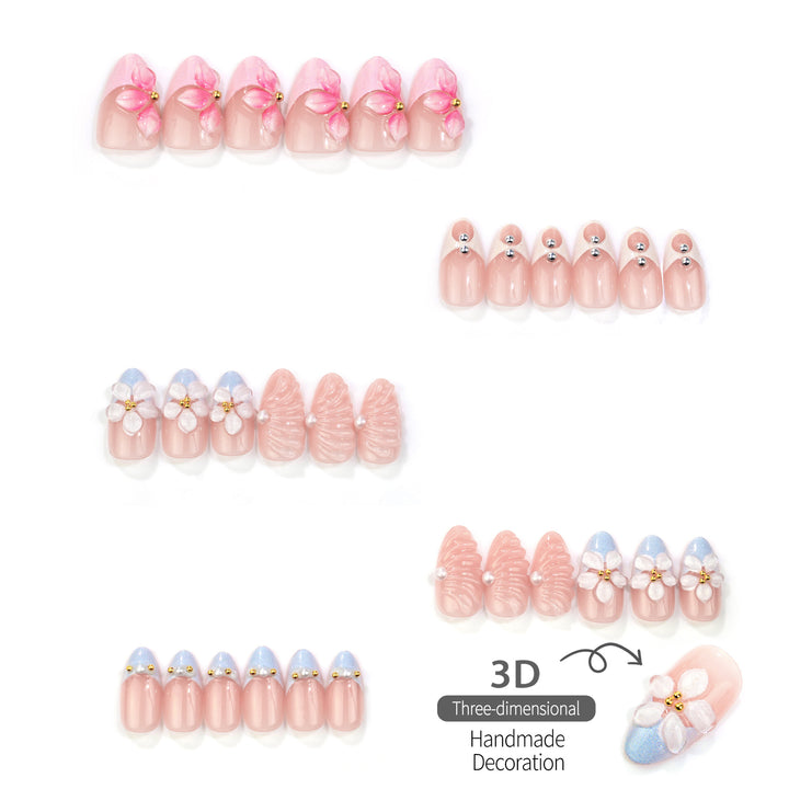 Floral Themed Press-On Nail Art Set