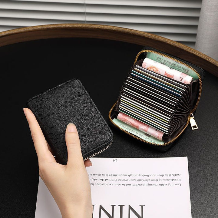 Elegant Floral Embossed Zip Wallet