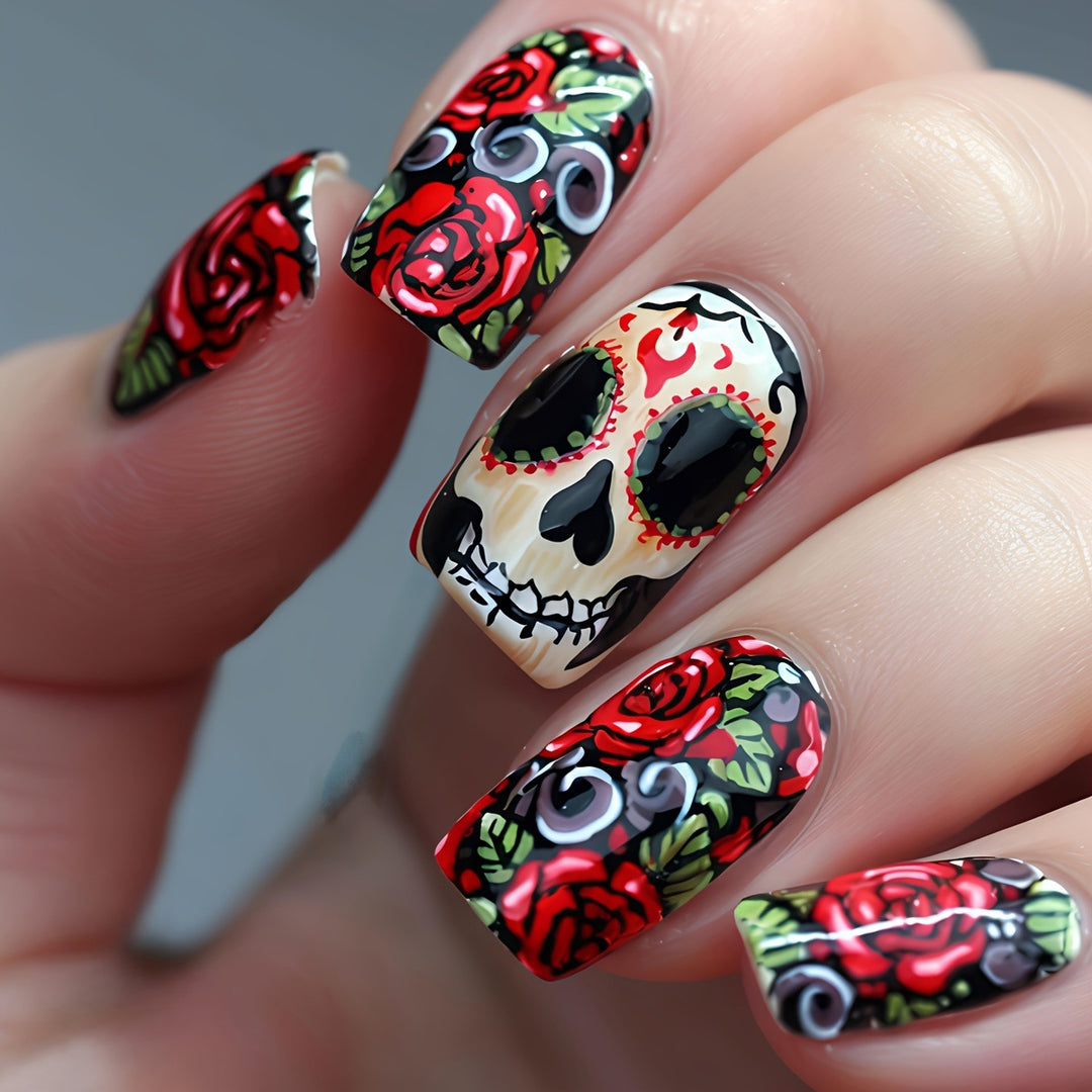 Art nail set with Vibrant Skull design Stornfield