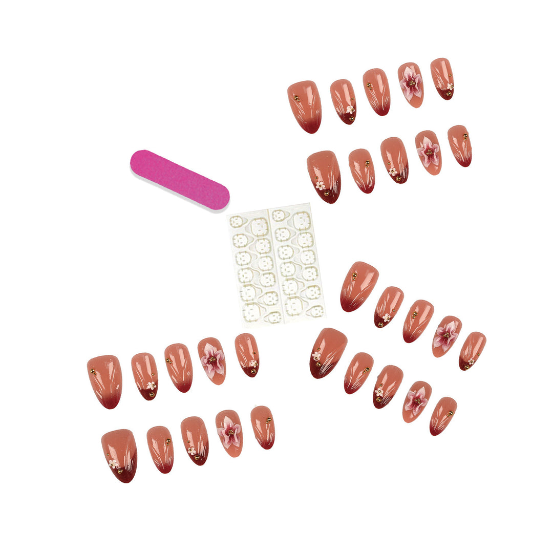 Creative Floral Embellished Press-On Nail Set