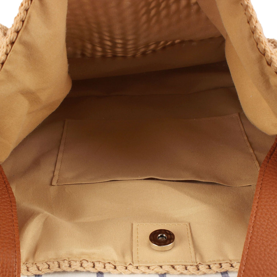 Braided shoulder bag with wide leather handles Stornfield