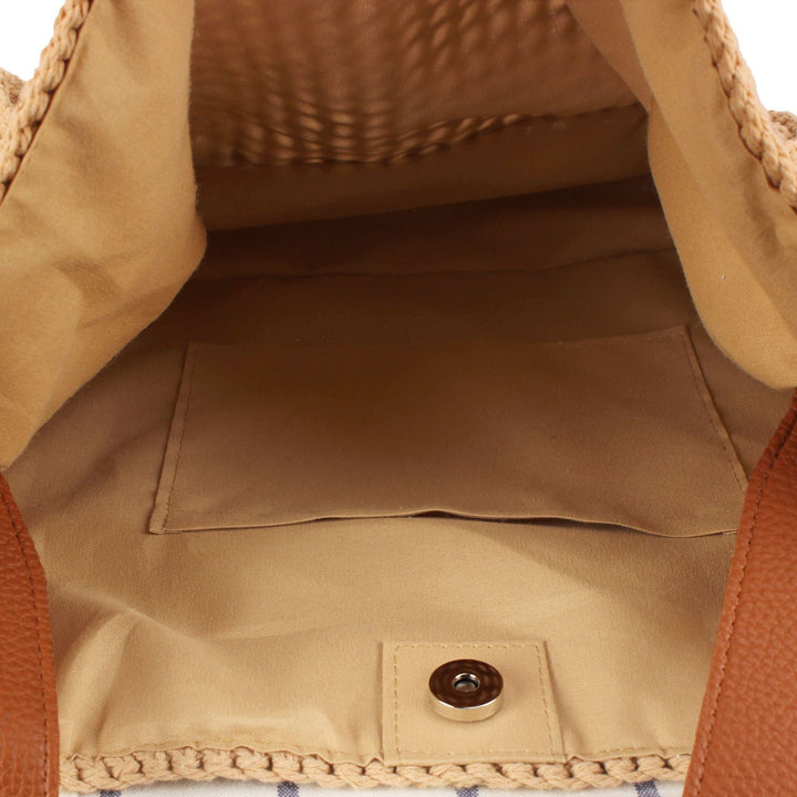 Braided shoulder bag with wide leather handles Stornfield