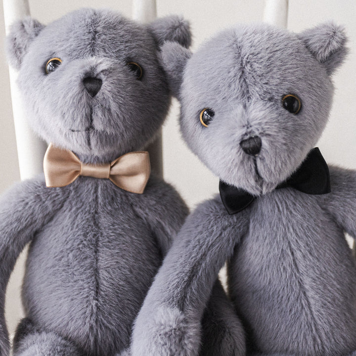 Plush Teddy Bear with Satin Bow Tie Ultra-Soft Huggable Collectible Toy