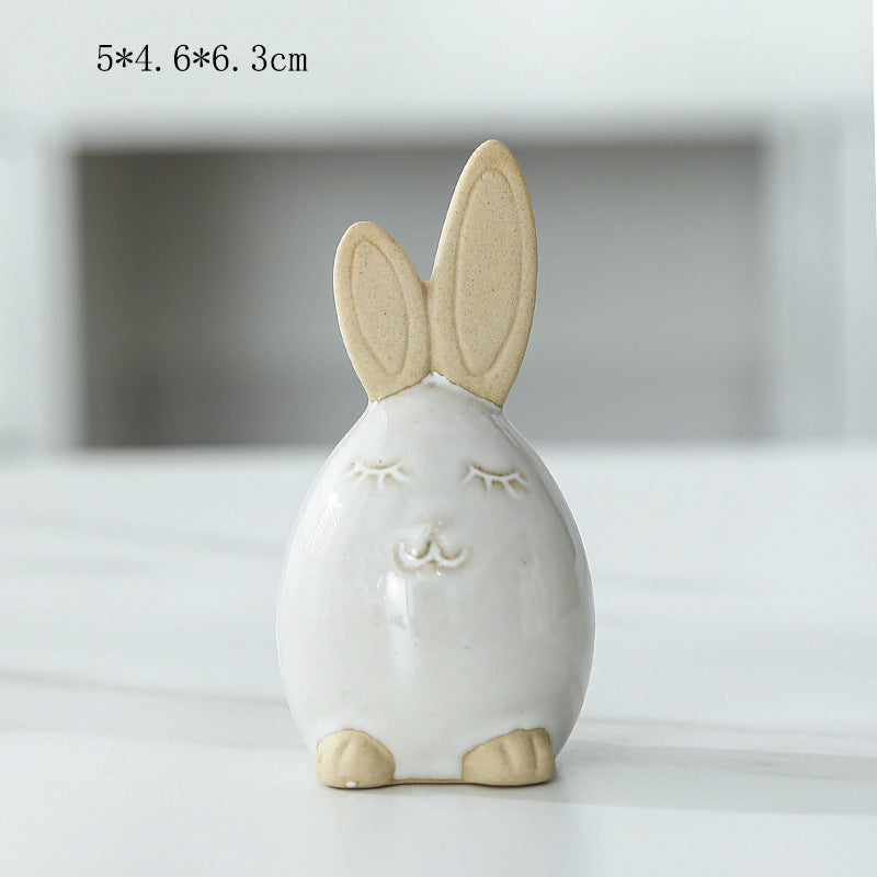 Whimsical Ceramic Bunny Figurine Stornfeild