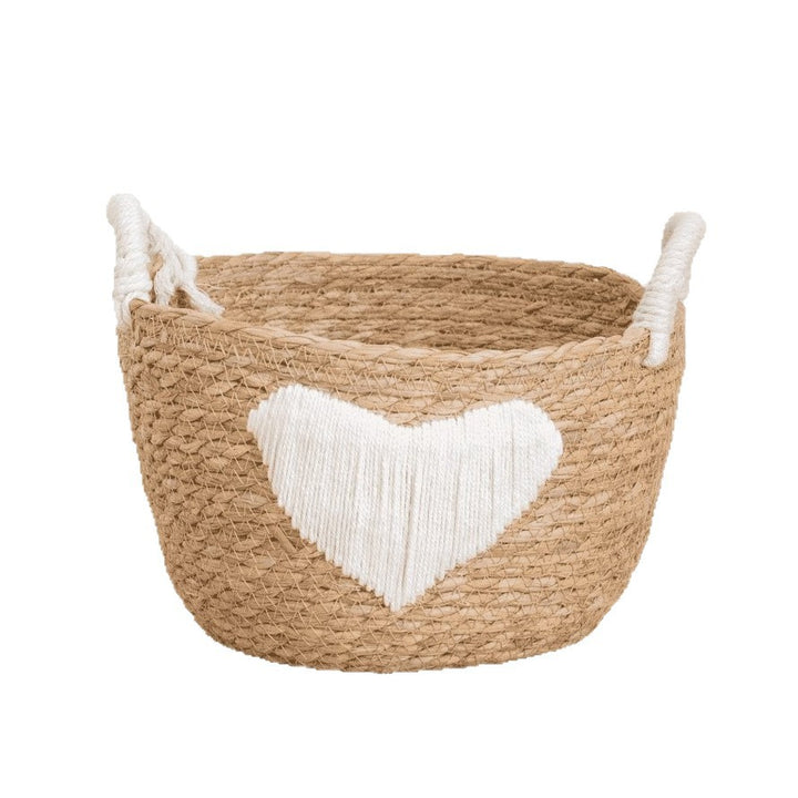 Handwoven storage basket with heart design Stornfield