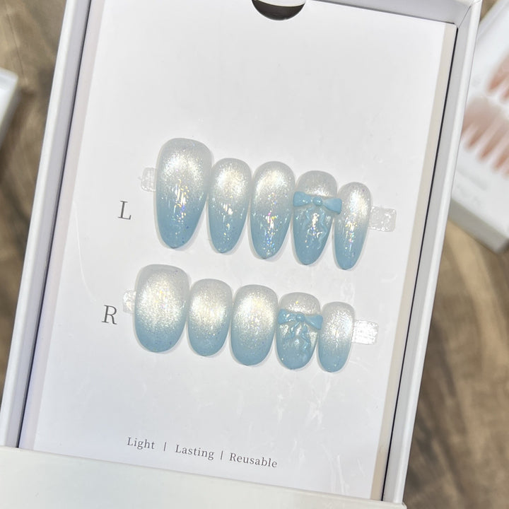 Sparkling Press-On Nail Art Set with Bow Accents Stornfield
