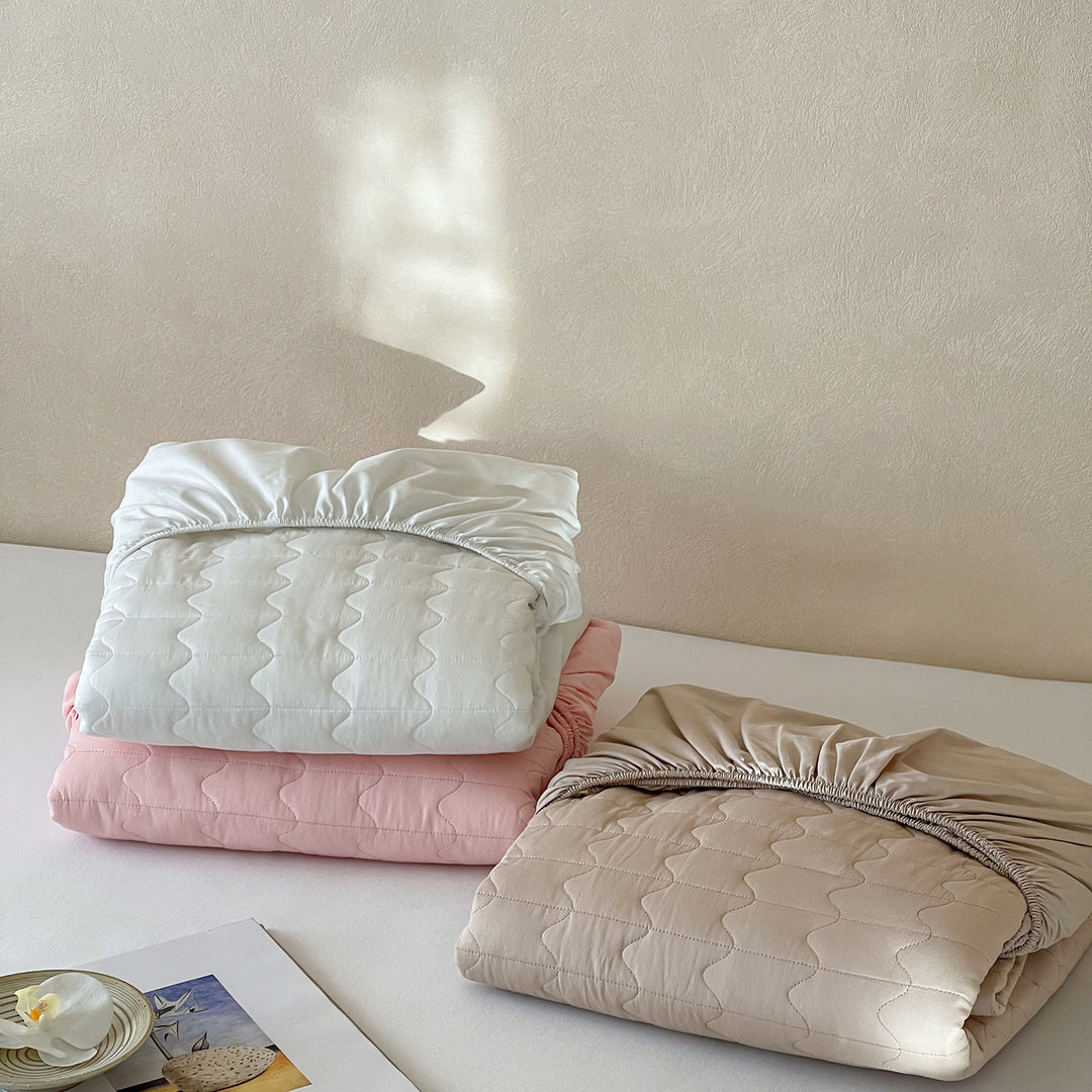 Quilted Fitted Mattress Protector and Pillow Cover Set