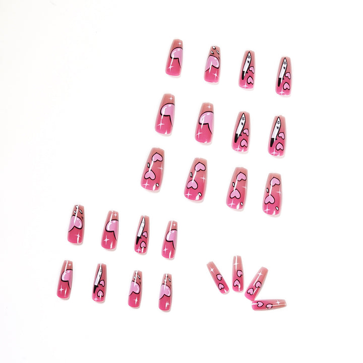 Artful stiletto nails with romantic heart design Stornfield