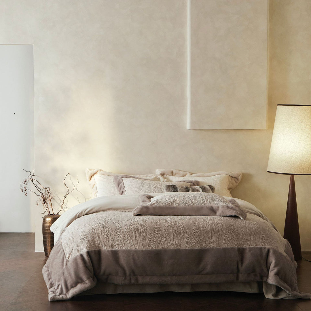 Plush Faux-Fur Reversible Down-Alternative Comforter Set with Velvet-Texture Shams
