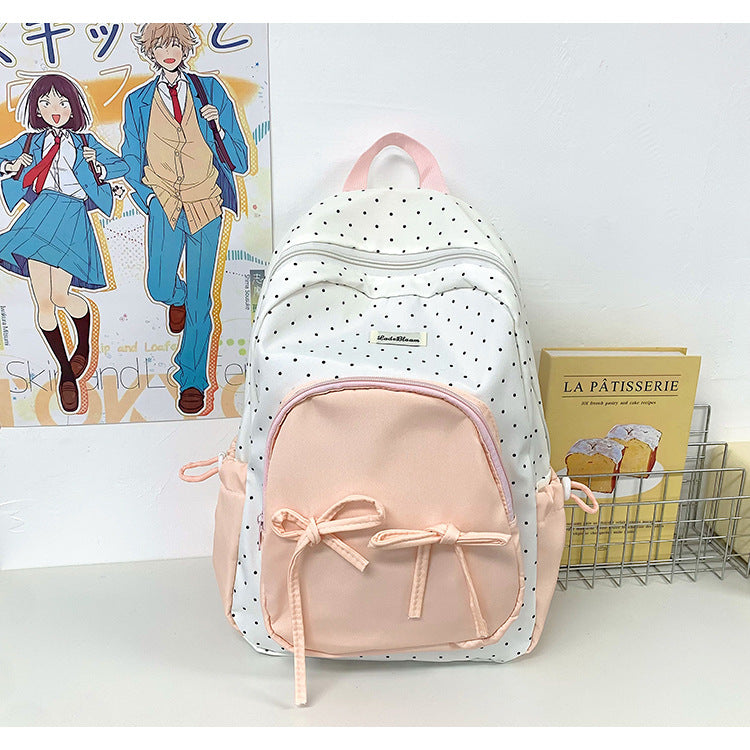 Stylish Polka Dot School Backpack