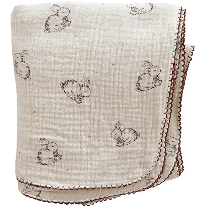 Unisex Muslin Blanket with delicate floral design and elegant ruffles Stornfield