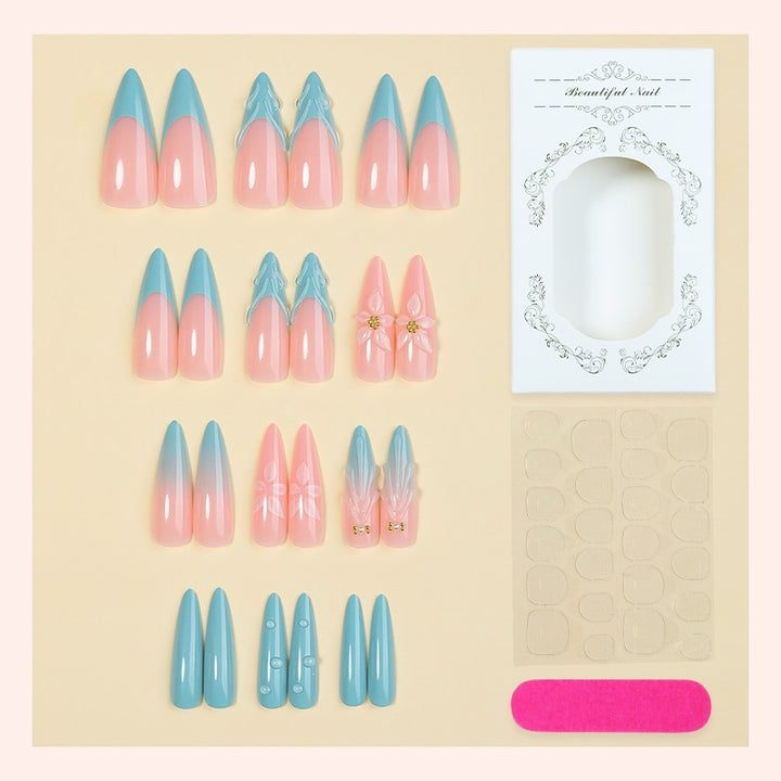 Nail set with filigree designs Stornfield