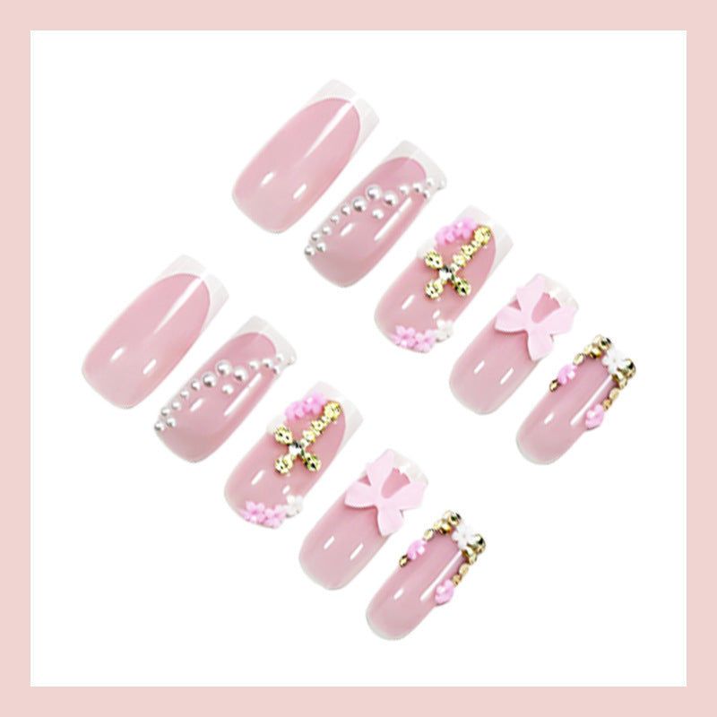 Artificial nail set with luxurious accents and elegant designs Stornfield