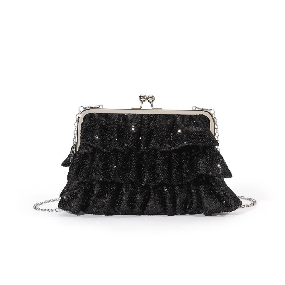 Ruffled Sequin Evening Clutch