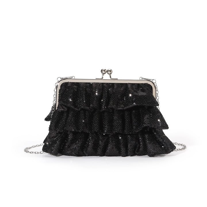Ruffled Sequin Evening Clutch