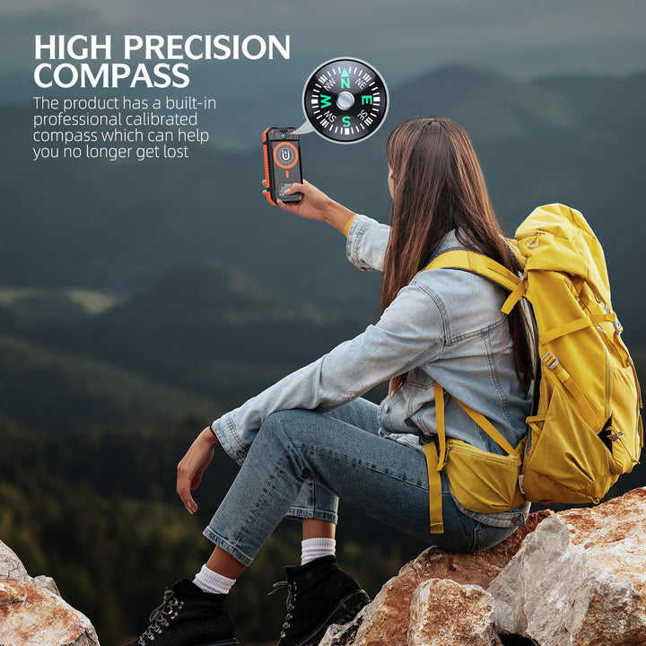 Portable Solar Power Bank with LED Light and Compass Stornfield