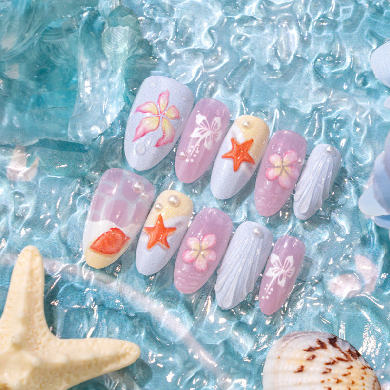 Ocean-Inspired Artful Press-On Nails
