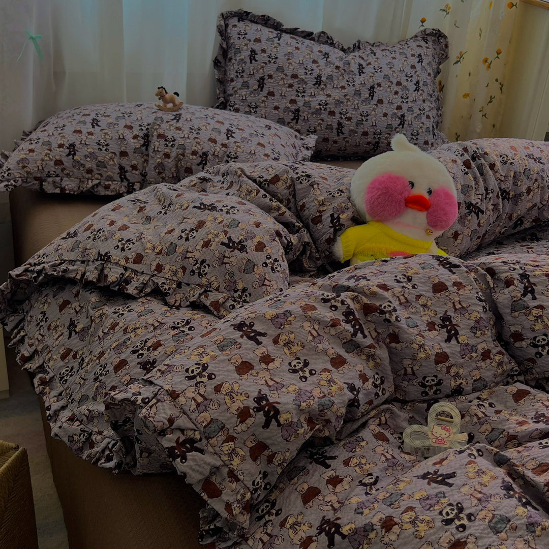 Floral Ruffled Bedding Set