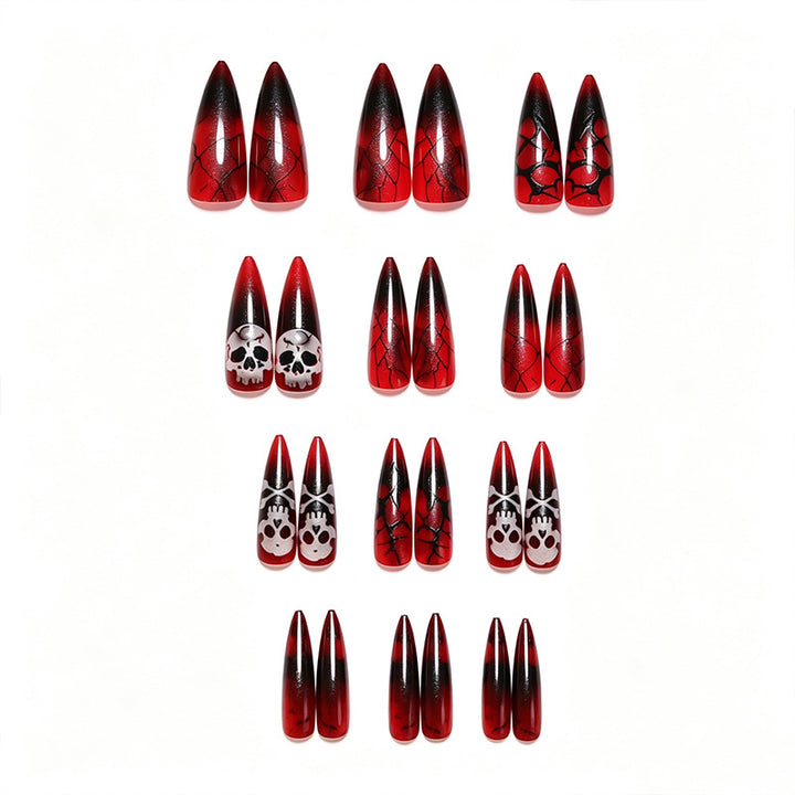 Artificial nail set with Halloween designs and elegant accents Stornfield
