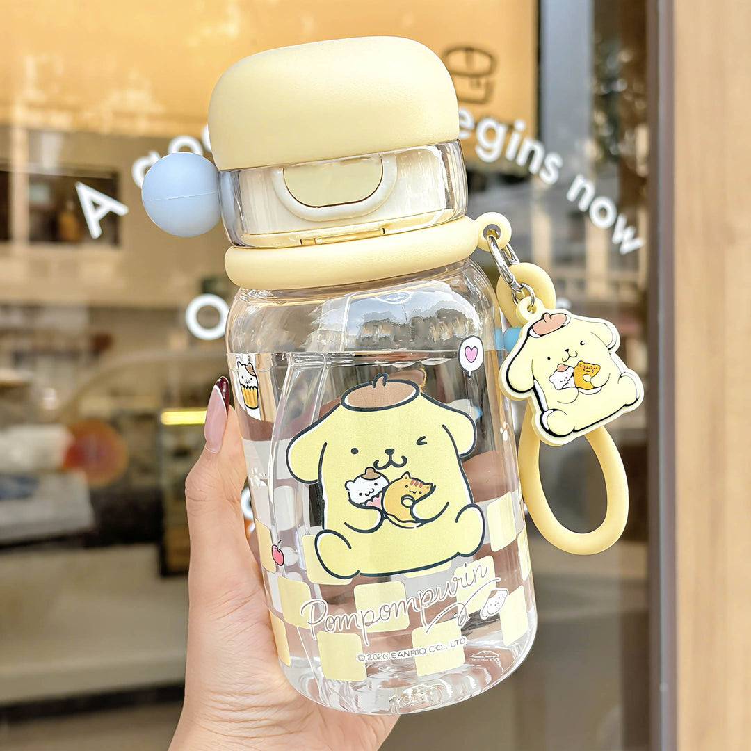 Ladies drinking bottle with practical silicone drinking straw and cute Stornfield motif