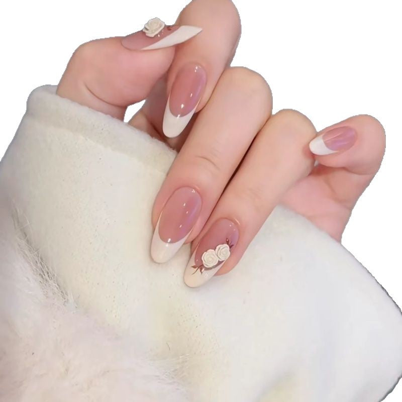 Elegant French Tip Decorative Nail Extensions 1790864885