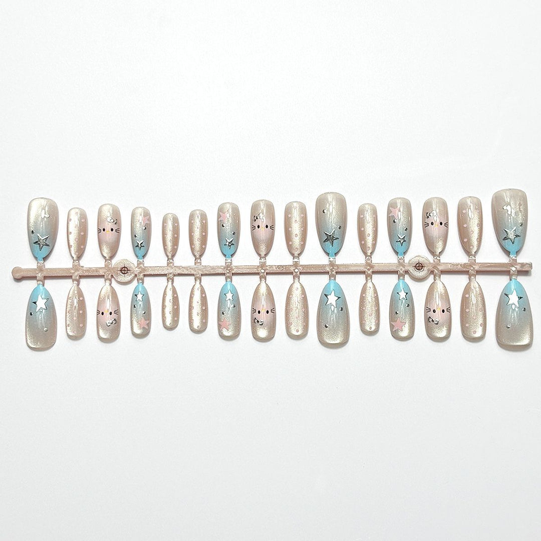 Artistic Cat-Themed Press-On Nail Set Stornfield