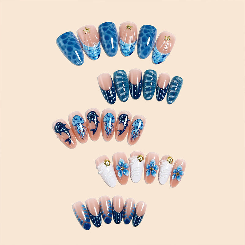 Artistic 3D Nail Tips with Maritime Motifs Stornfield