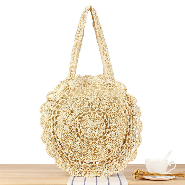 Handcrafted beach bag with artistic round design Stornfield