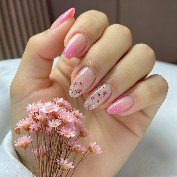 Artificial nails with delicate flower and ombre effect Stornfield