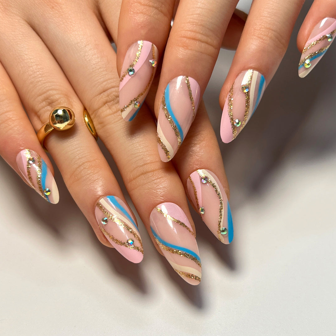 Artful acrylic nails with maritime design Stornfield