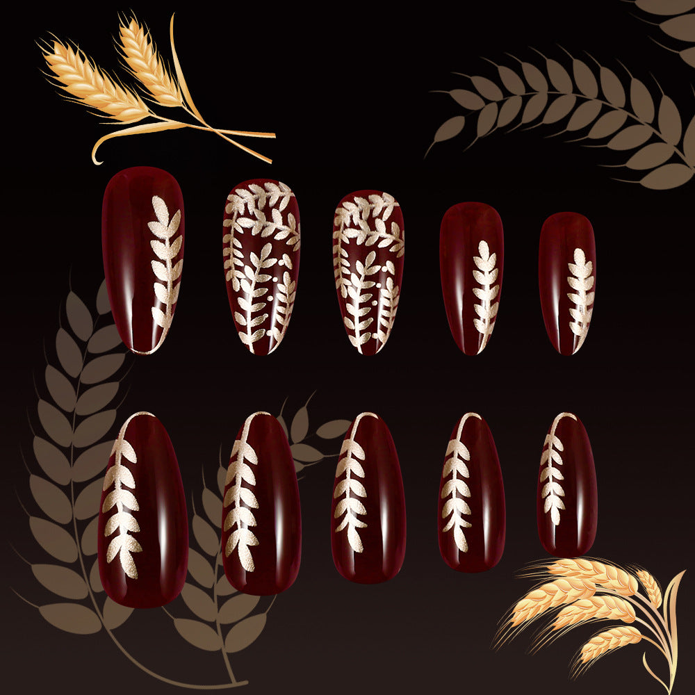 Elegant Botanical Press-On Nail Art Stornfield