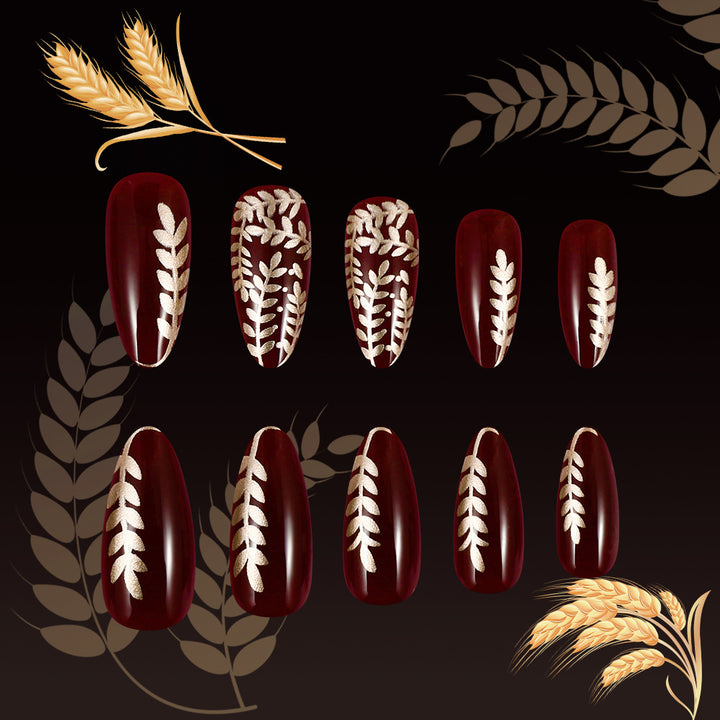 Elegant Botanical Press-On Nail Art Stornfield
