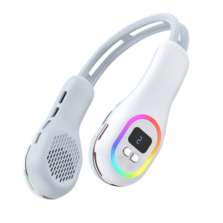 Unisex portable neck fan with LCD display and quiet brushless motor Stornfield